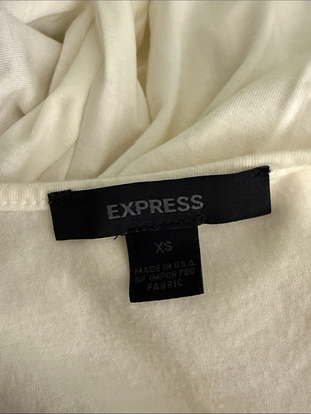 Express Cream V-Neck Short Sleeve Top with Center Embellishment - Picture 3 of 3